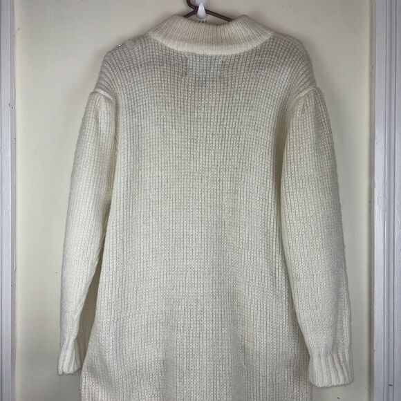 VTG Vintage Monte por le Chois Cream Leaf Applique Long Sweater Duster Size M - Picture 2 of 16